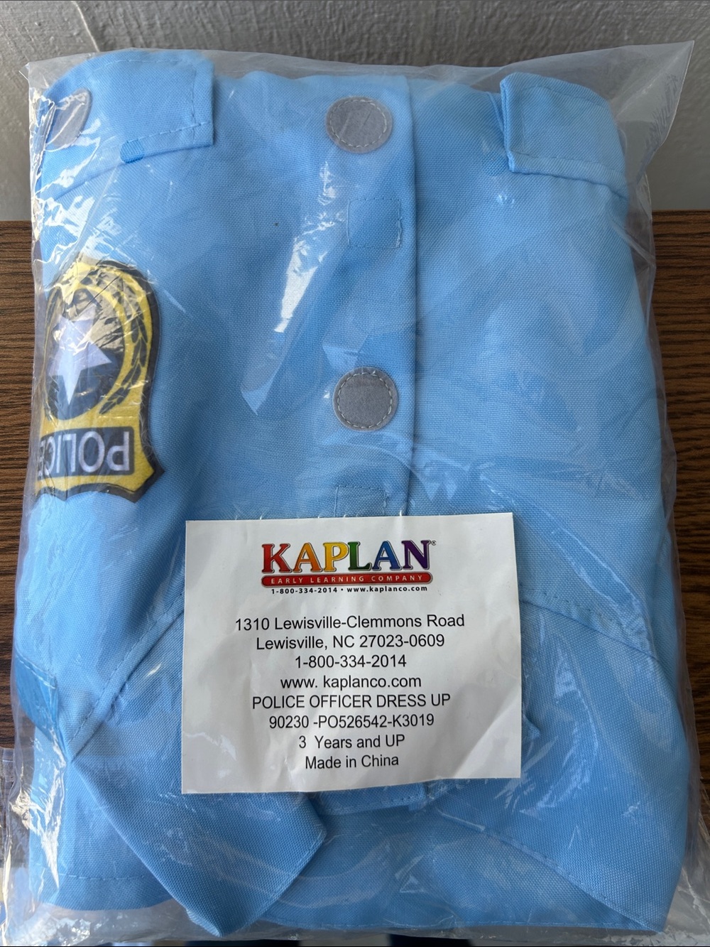Kaplan Light Blue Kids Police Costume Jacket with Patch